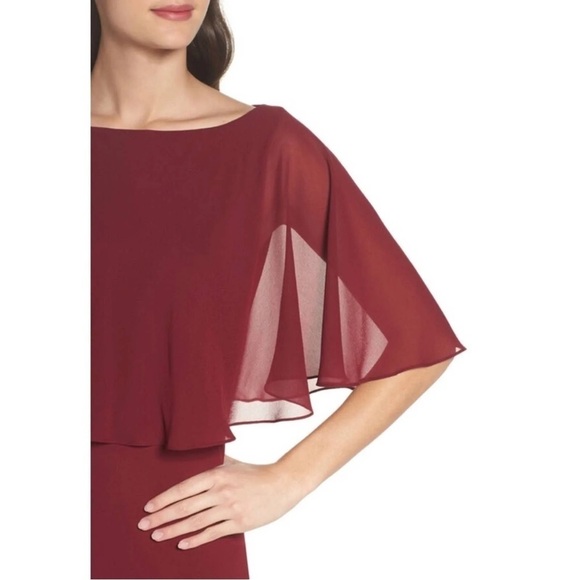 NWT La Femme Chiffon Gown special occasion maxi Garnet color Women’s Sz 8 - Picture 11 of 15